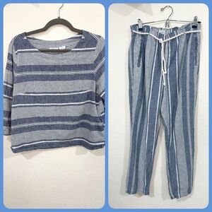 Sigrid Olsen Linen Cotton Nautucal-Vacation-Casual Set Women’s  M